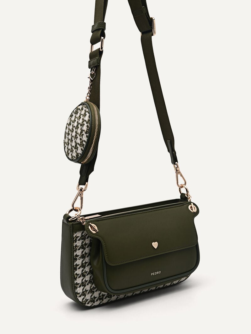 Pedro Dilone Houndstooth Double Flap Bags Women Shoulder Bags Military Green | Q9Q-1260