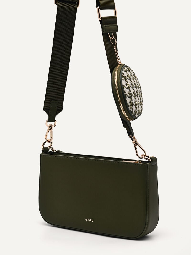 Pedro Dilone Houndstooth Double Flap Bags Women Shoulder Bags Military Green | Q9Q-1260