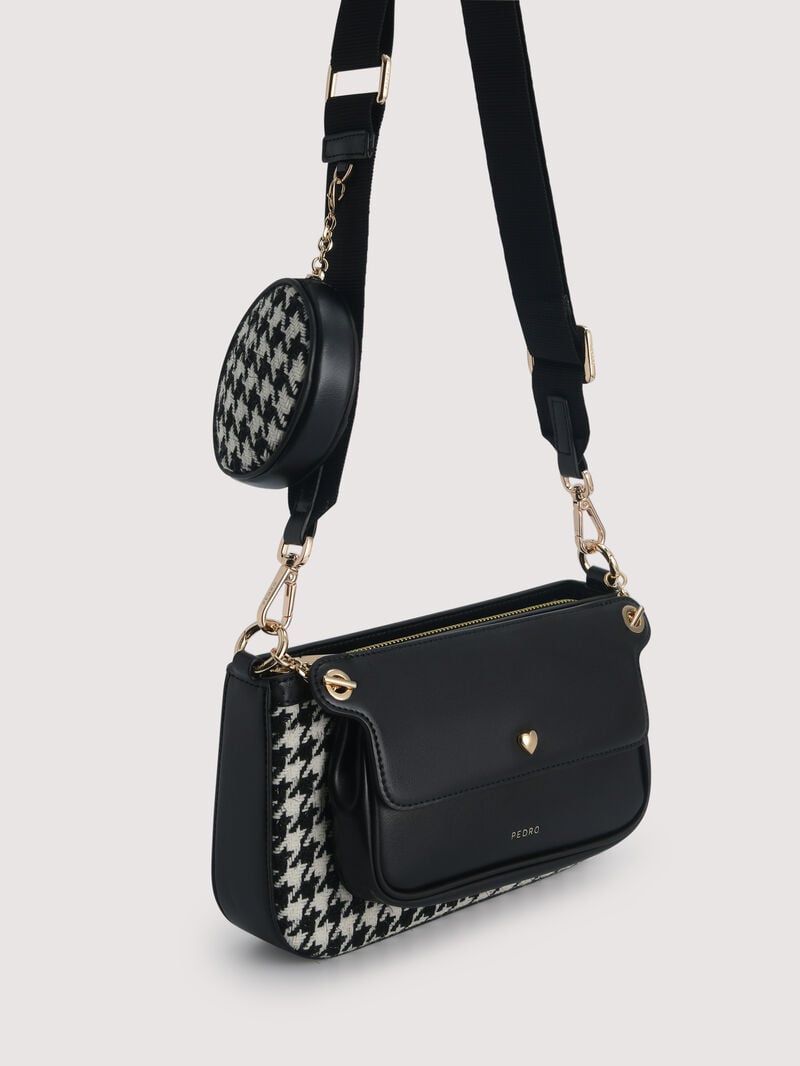 Pedro Dilone Houndstooth Double Flap Bags Women Shoulder Bags Black | Q9Q-1259