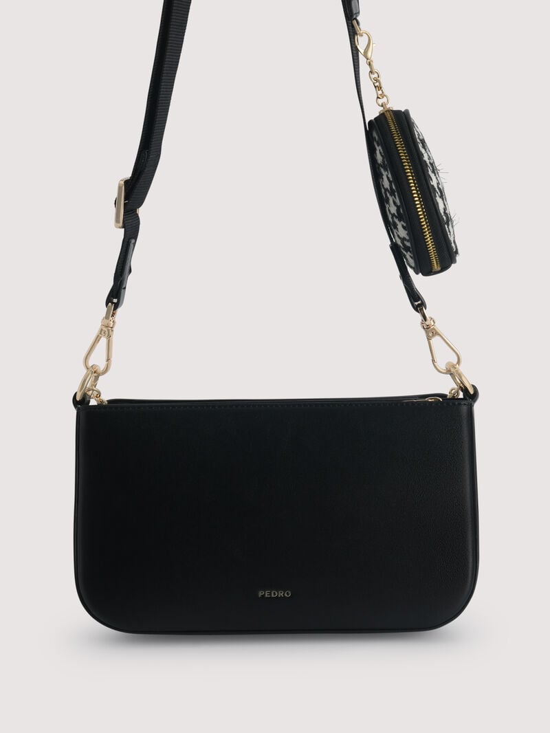 Pedro Dilone Houndstooth Double Flap Bags Women Shoulder Bags Black | Q9Q-1259