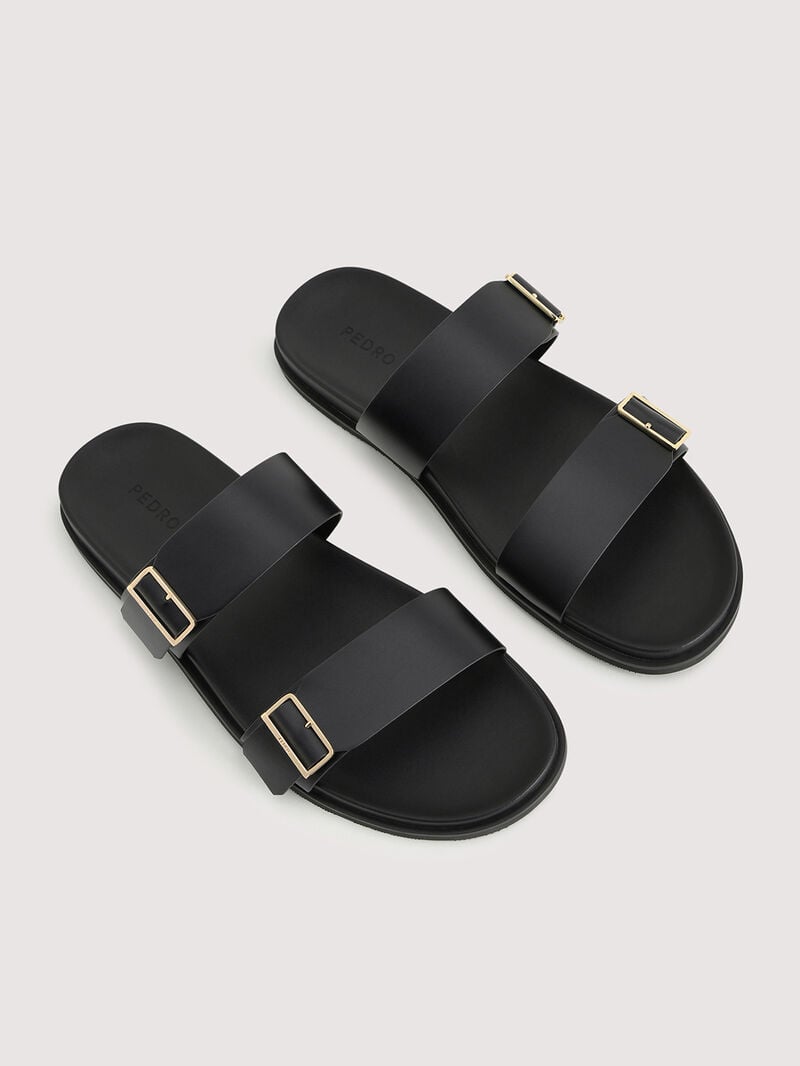 Pedro Double Band Sliders Men Sandals Black | Q9Q-1868