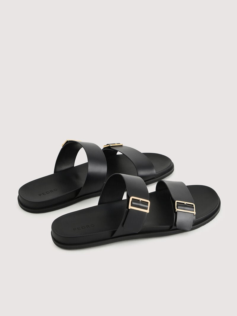 Pedro Double Band Sliders Men Sandals Black | Q9Q-1868