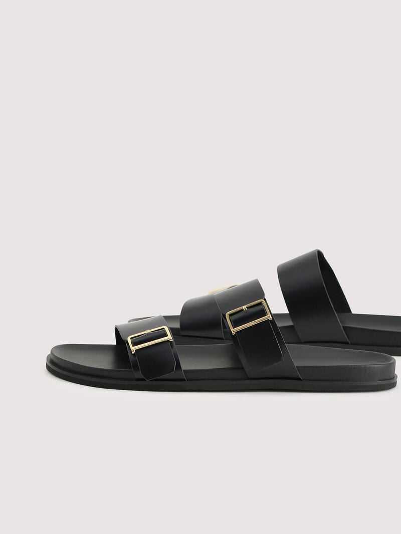Pedro Double Band Sliders Men Sandals Black | Q9Q-1868