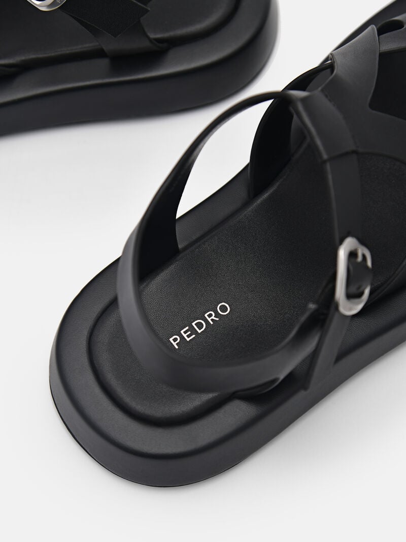 Pedro Eden Ankle Strap Sandals Women Flats Black | Q9Q-2674