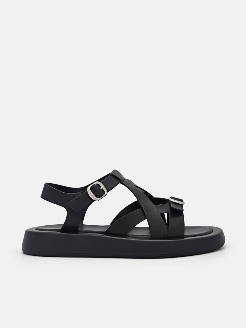 Pedro Eden Ankle Strap Sandals Women Flats Black | Q9Q-2674