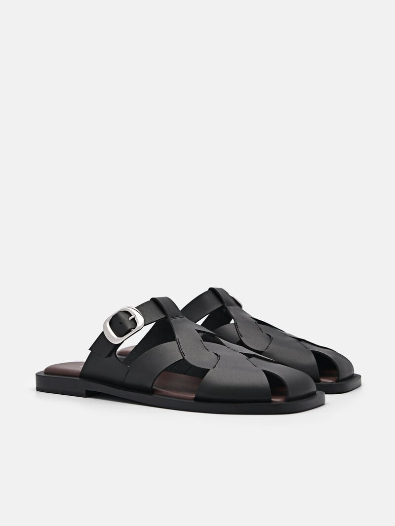Pedro Eden Caged Sandals Women Flats Black | Q9Q-2669