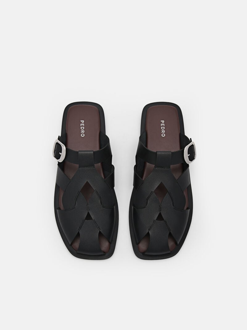 Pedro Eden Caged Sandals Women Flats Black | Q9Q-2669
