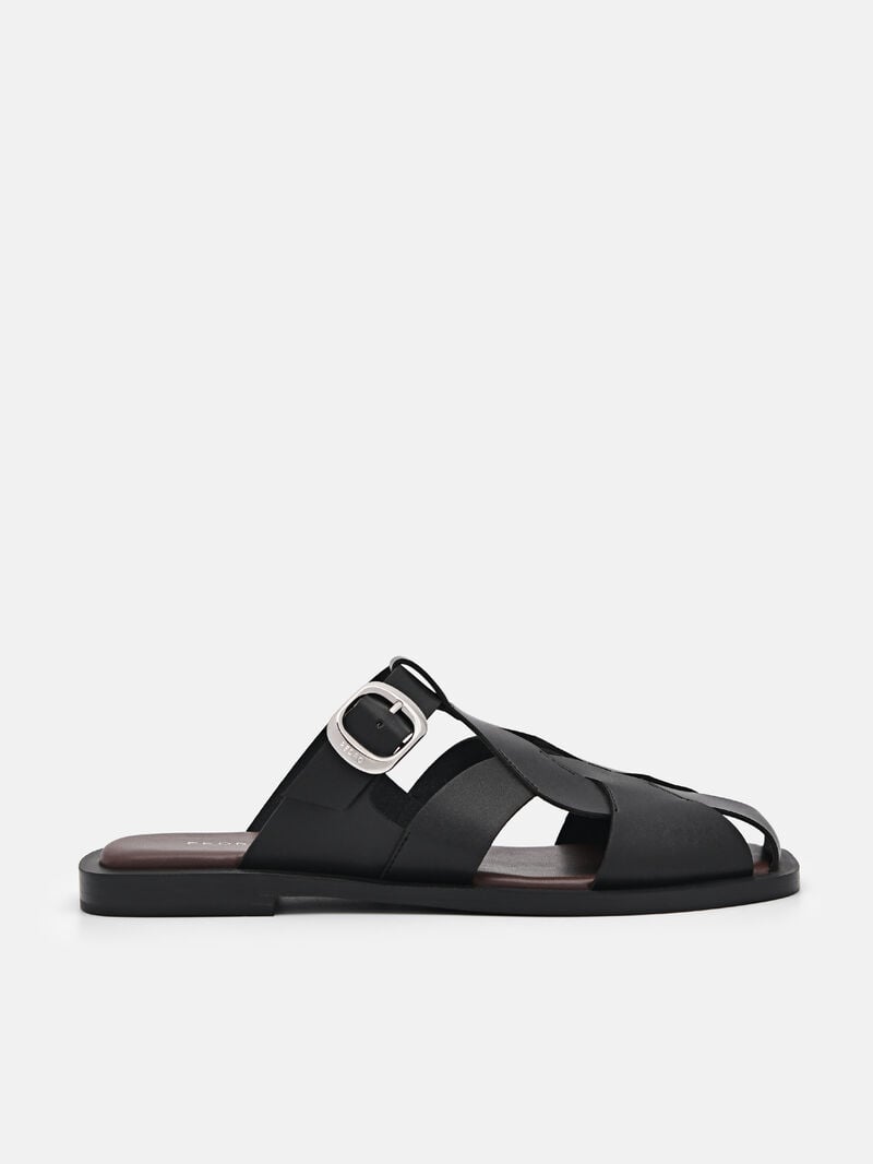 Pedro Eden Caged Sandals Women Flats Black | Q9Q-2669