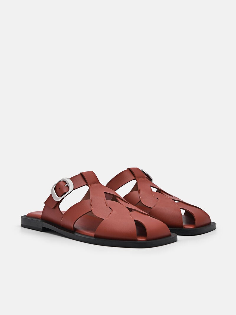 Pedro Eden Caged Sandals Women Flats Brick | Q9Q-2670