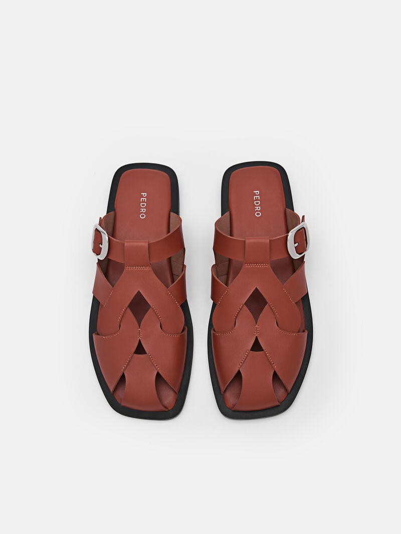 Pedro Eden Caged Sandals Women Flats Brick | Q9Q-2670