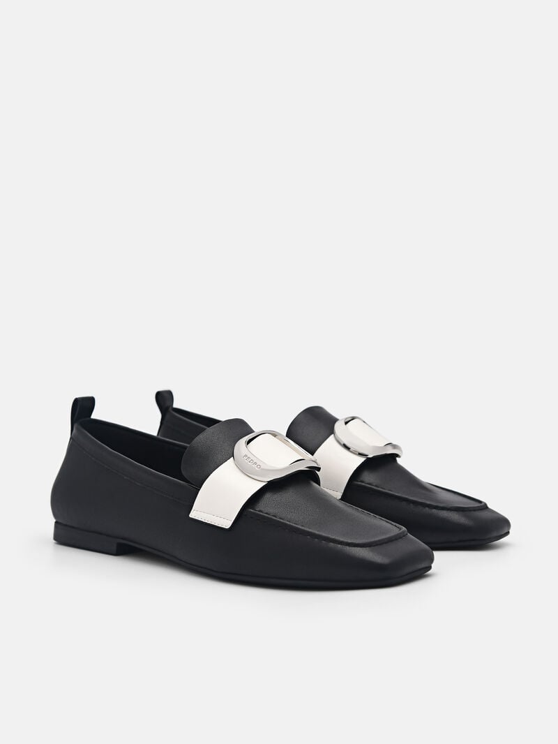 Pedro Eden Leather Loafers Women Flats Black | Q9Q-2665