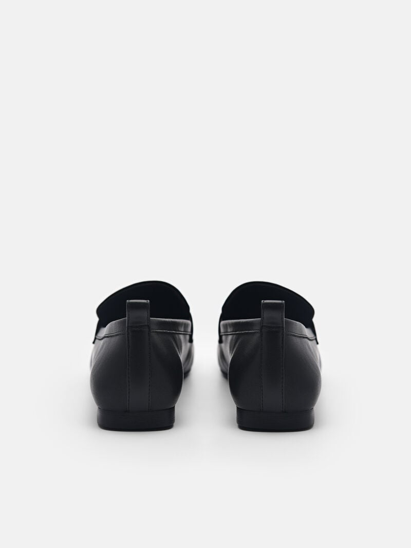 Pedro Eden Leather Loafers Women Flats Black | Q9Q-2665