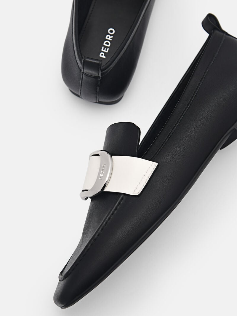 Pedro Eden Leather Loafers Women Flats Black | Q9Q-2665
