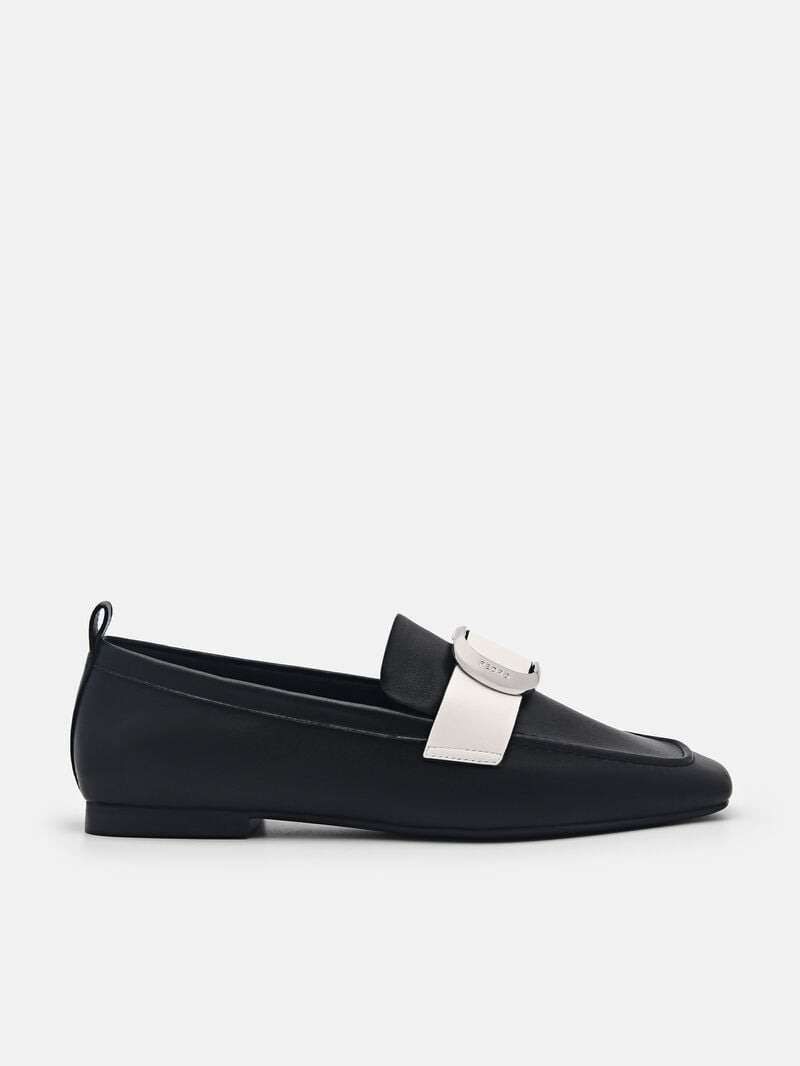 Pedro Eden Leather Loafers Women Flats Black | Q9Q-2665