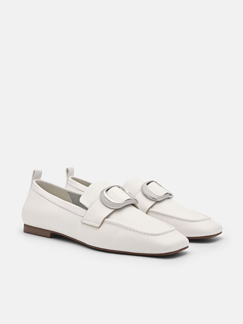 Pedro Eden Leather Loafers Women Flats White | Q9Q-2667