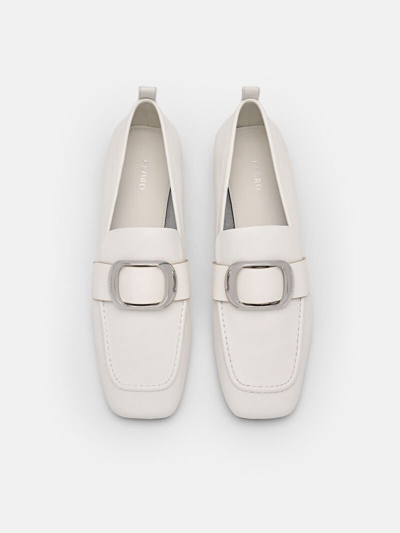 Pedro Eden Leather Loafers Women Flats White | Q9Q-2667