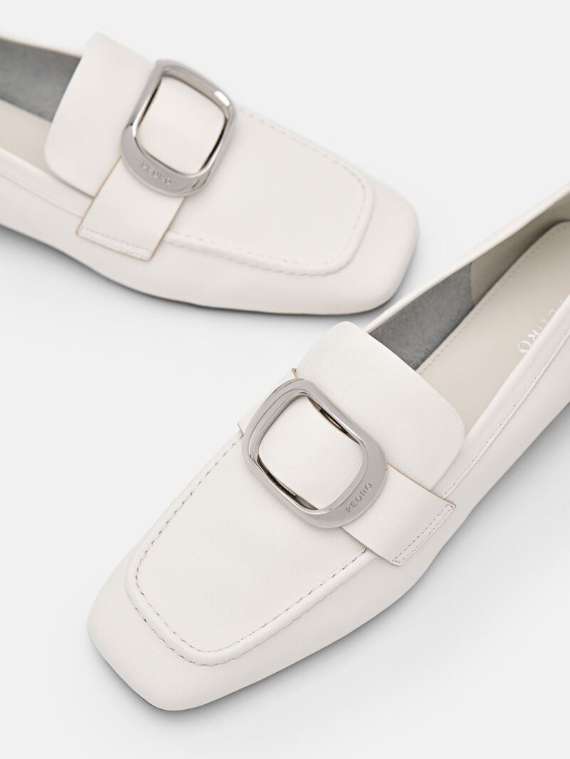 Pedro Eden Leather Loafers Women Flats White | Q9Q-2667