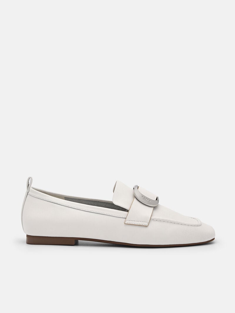 Pedro Eden Leather Loafers Women Flats White | Q9Q-2667
