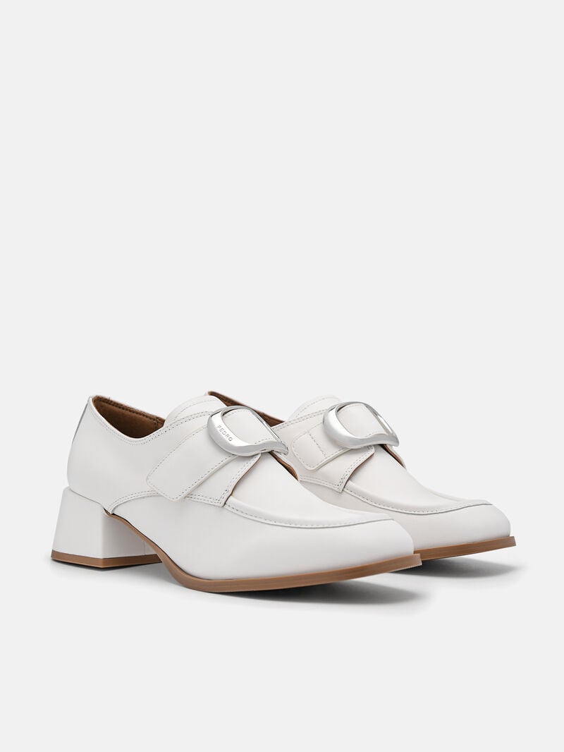 Pedro Eden Leather Loafers Women Low Heels White | Q9Q-2664