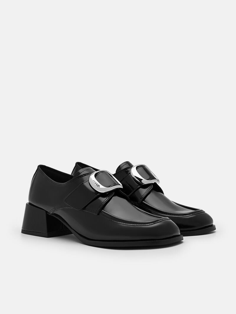 Pedro Eden Leather Loafers Women Low Heels Black | Q9Q-2662
