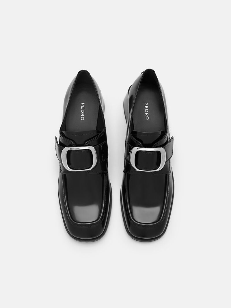 Pedro Eden Leather Loafers Women Low Heels Black | Q9Q-2662