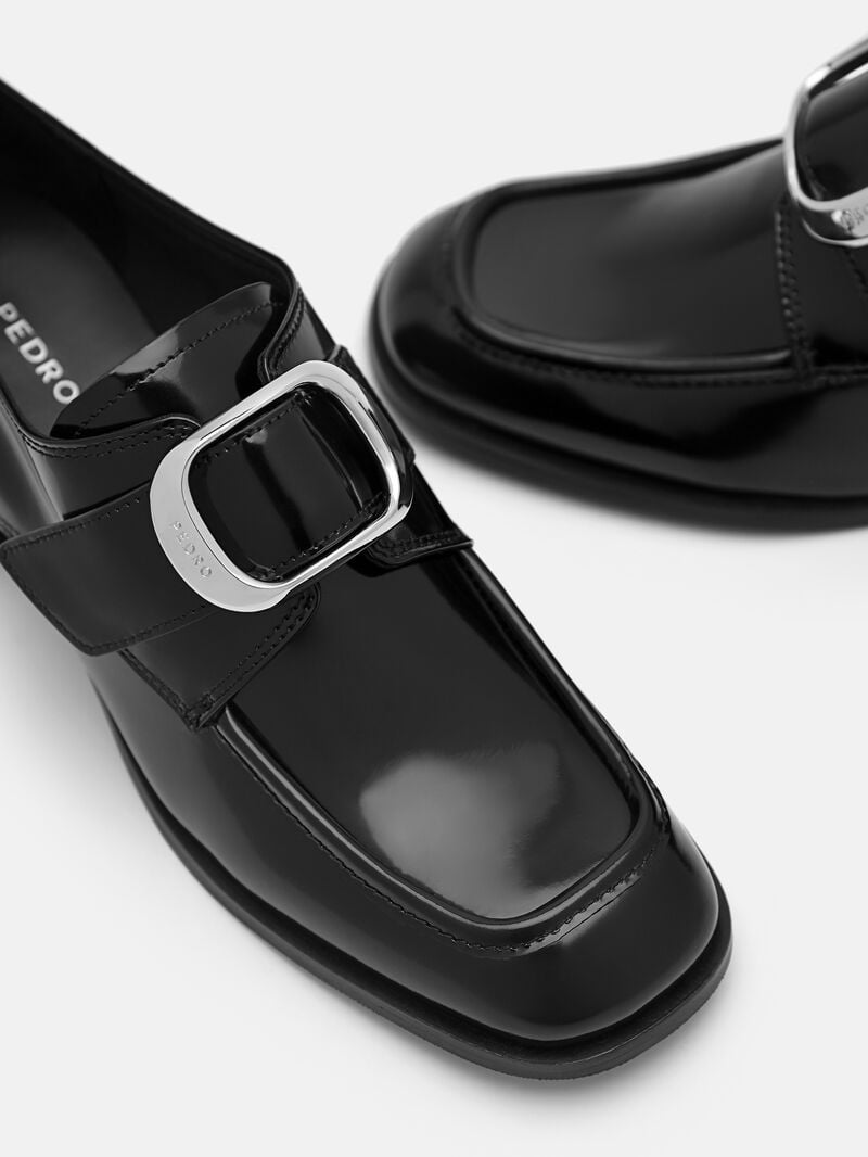Pedro Eden Leather Loafers Women Low Heels Black | Q9Q-2662