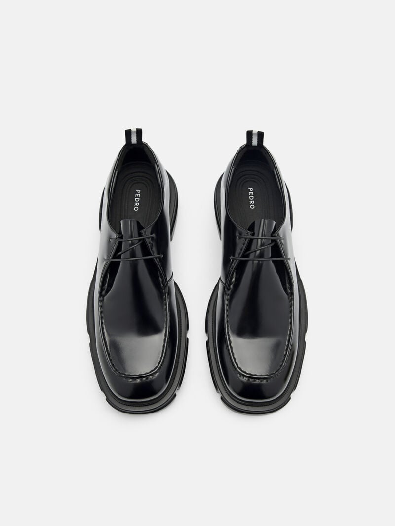 Pedro Ellis Leather Lace-up Shoes Men Derby Shoes Black | Q9Q-2642