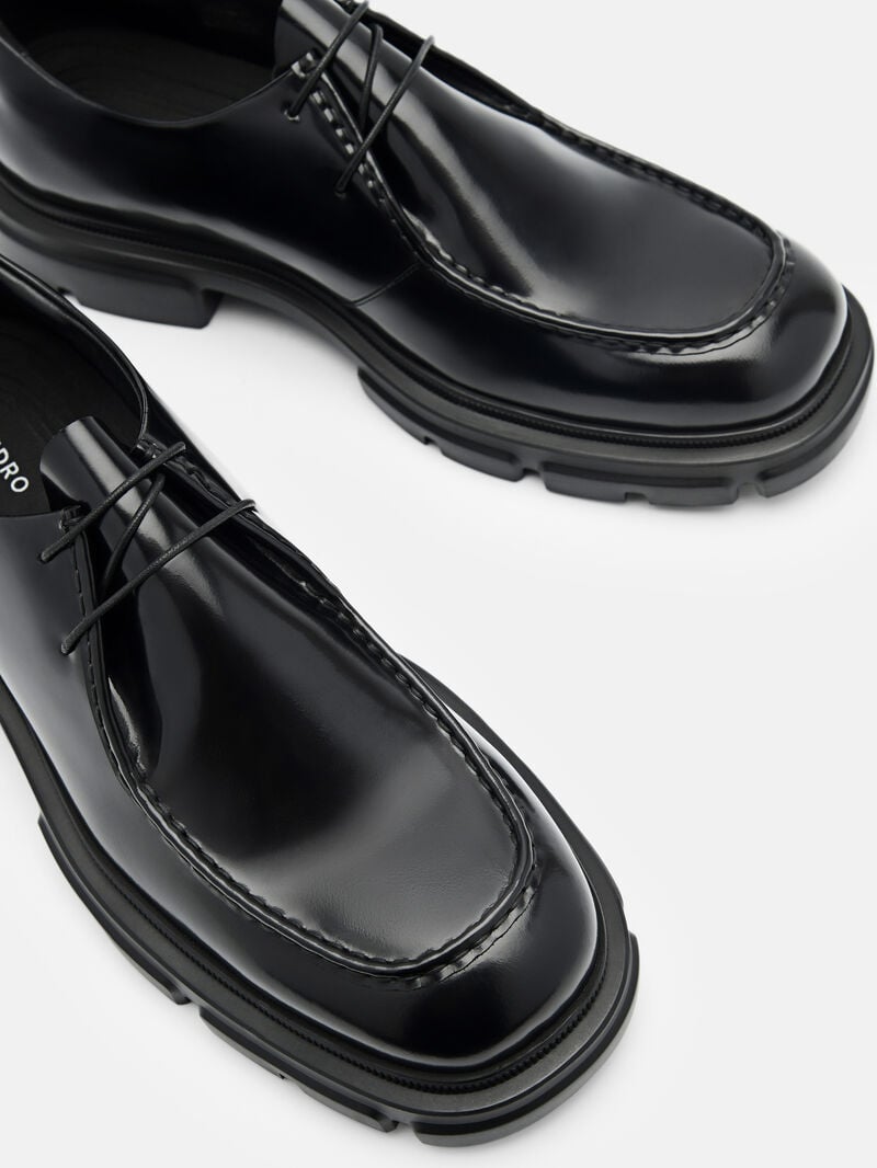 Pedro Ellis Leather Lace-up Shoes Men Derby Shoes Black | Q9Q-2642