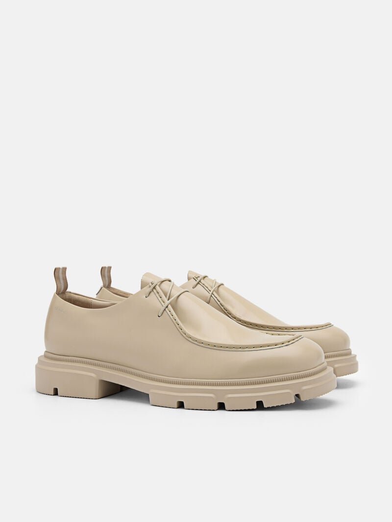 Pedro Ellis Leather Lace-up Shoes Men Derby Shoes Taupe | Q9Q-2641