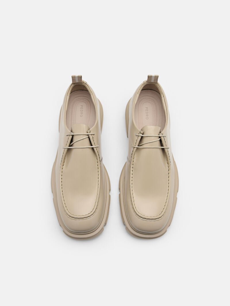 Pedro Ellis Leather Lace-up Shoes Men Derby Shoes Taupe | Q9Q-2641