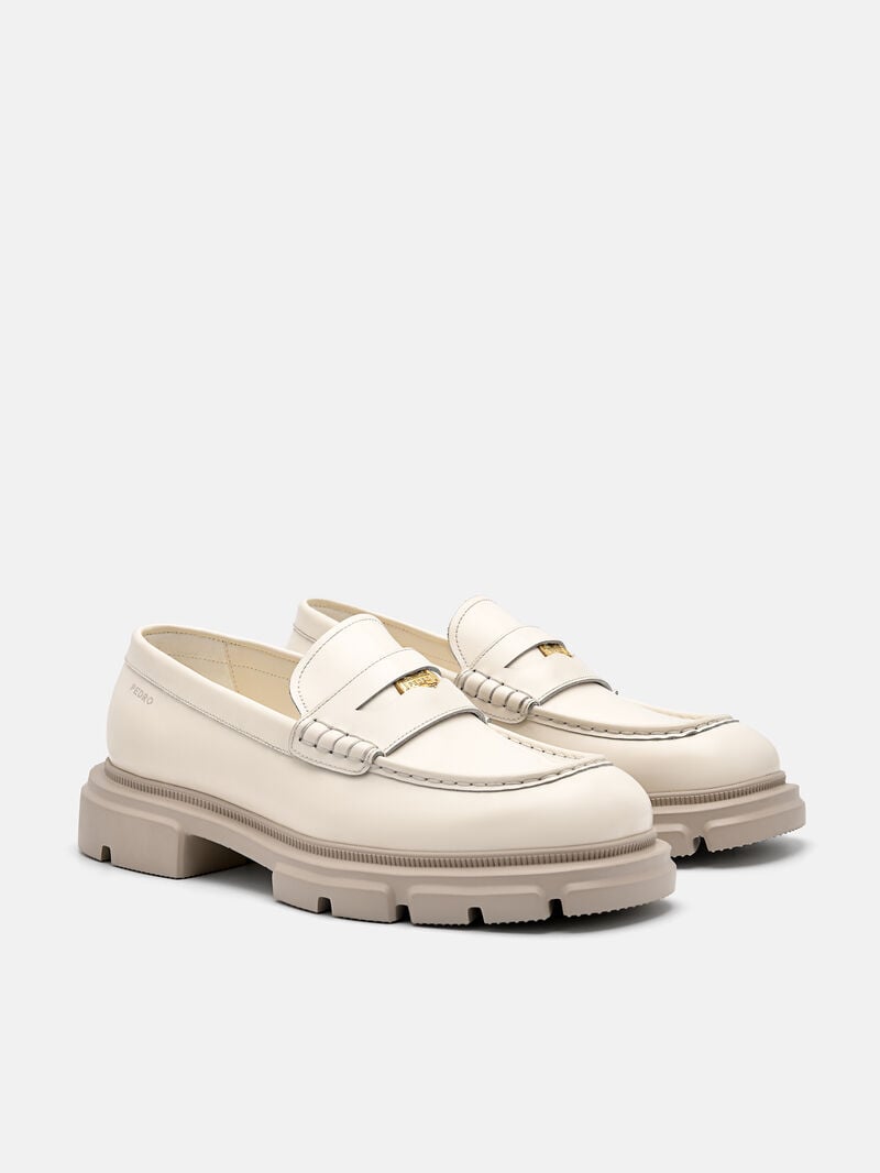 Pedro Ellis Leather Loafers Women Flats Chalk | Q9Q-2640