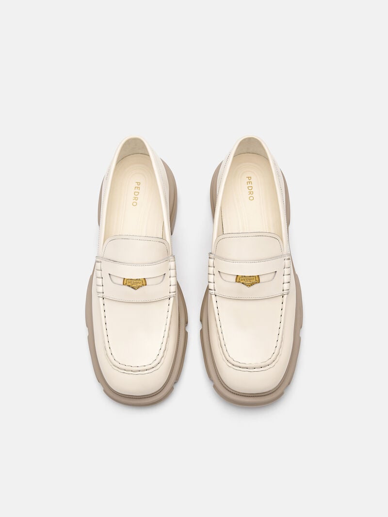 Pedro Ellis Leather Loafers Women Flats Chalk | Q9Q-2640
