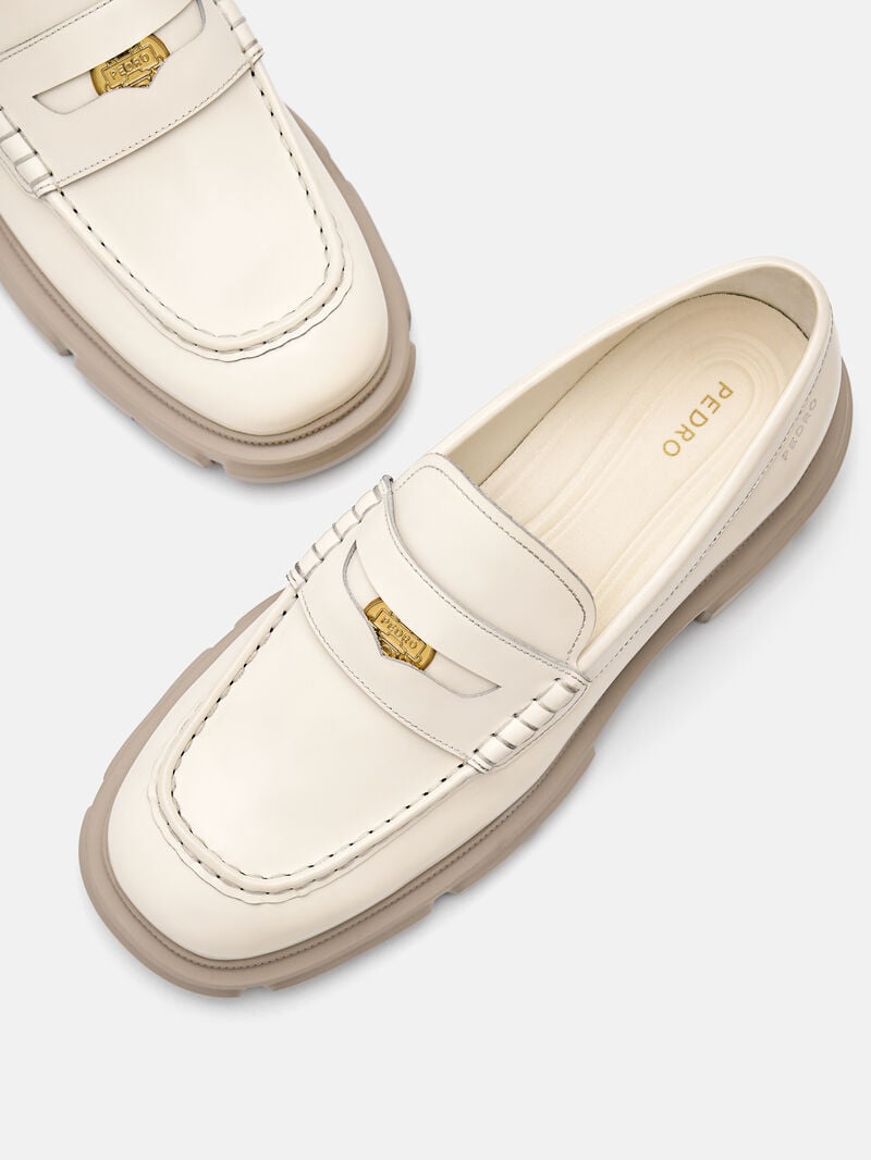 Pedro Ellis Leather Loafers Women Flats Chalk | Q9Q-2640