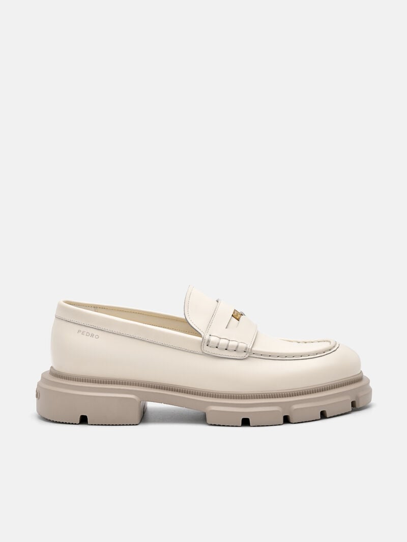 Pedro Ellis Leather Loafers Women Flats Chalk | Q9Q-2640