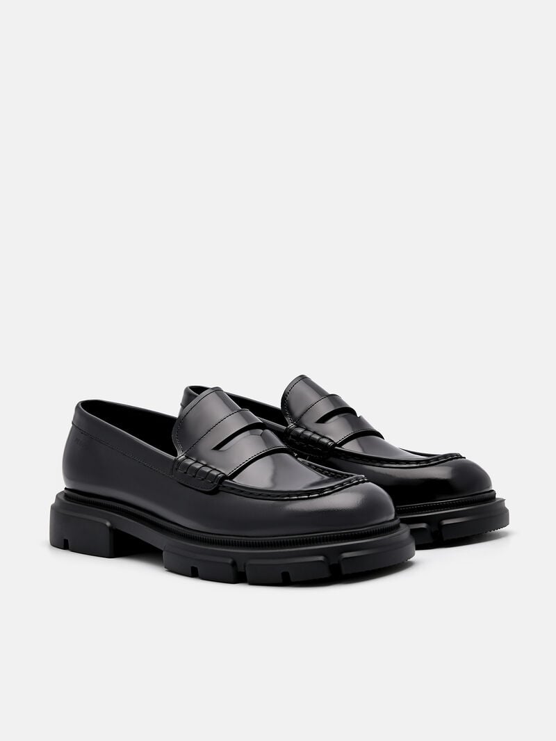 Pedro Ellis Leather Loafers Women Flats Black | Q9Q-2639