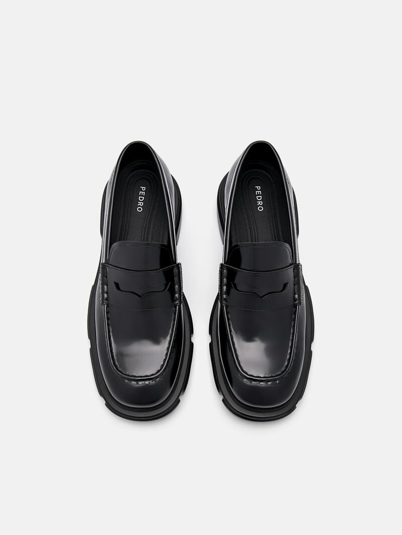 Pedro Ellis Leather Loafers Women Flats Black | Q9Q-2639