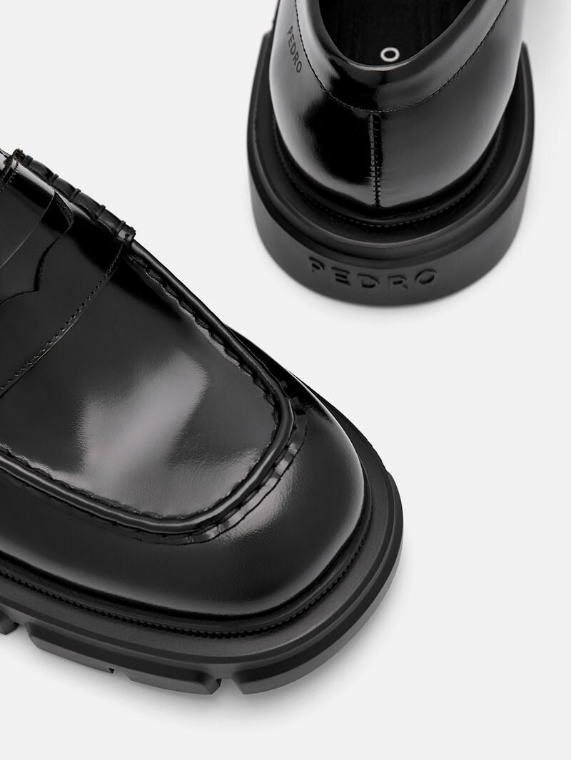 Pedro Ellis Leather Loafers Women Flats Black | Q9Q-2639