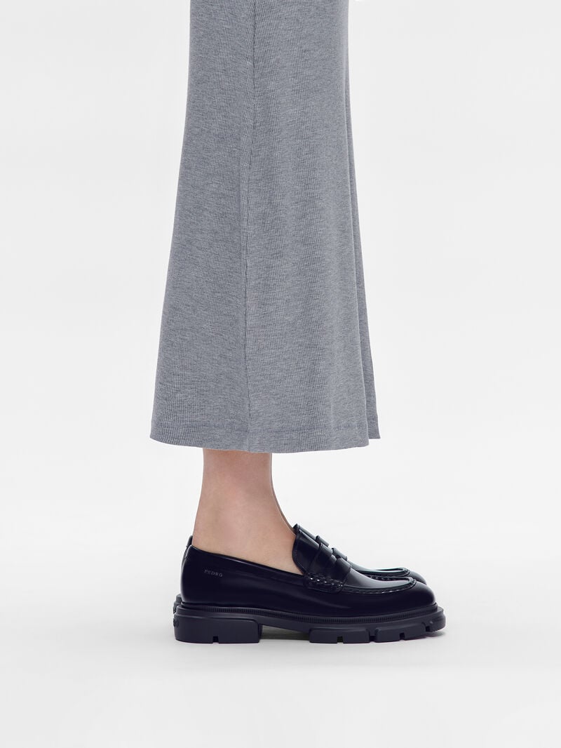 Pedro Ellis Leather Loafers Women Flats Black | Q9Q-2639