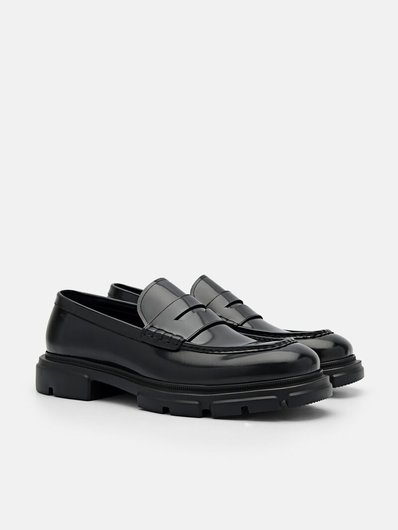 Pedro Ellis Leather Men Loafers Black | Q9Q-2643