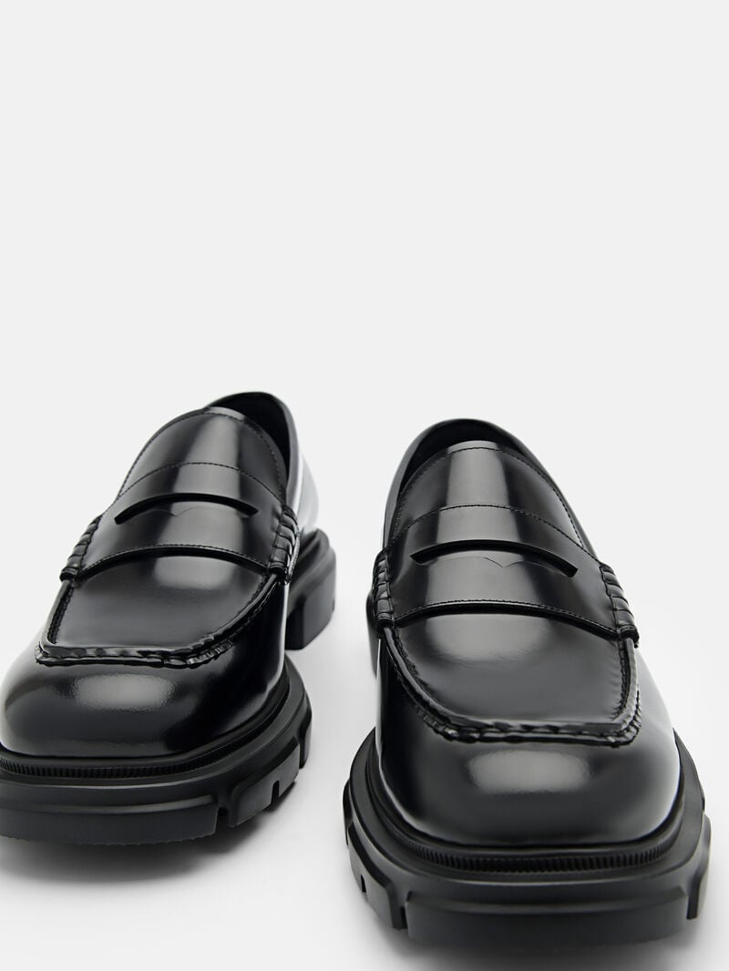 Pedro Ellis Leather Men Loafers Black | Q9Q-2643