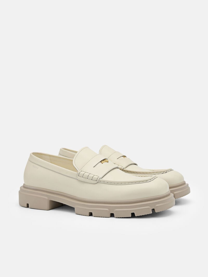 Pedro Ellis Leather Men Loafers Chalk | Q9Q-2645