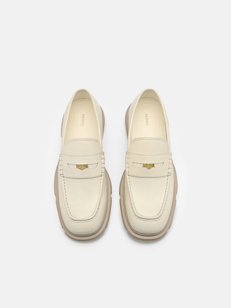 Pedro Ellis Leather Men Loafers Chalk | Q9Q-2645