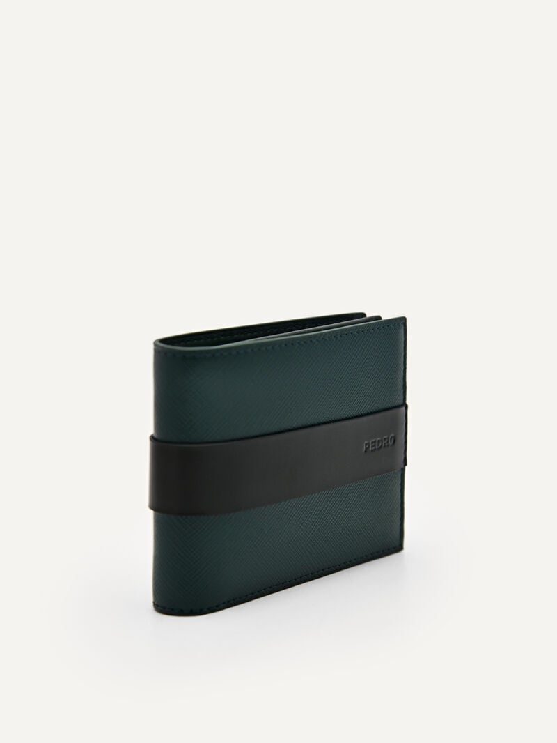 Pedro Embossed Leather Bi-Fold Flip Men Wallets Dark Green | Q9Q-2609