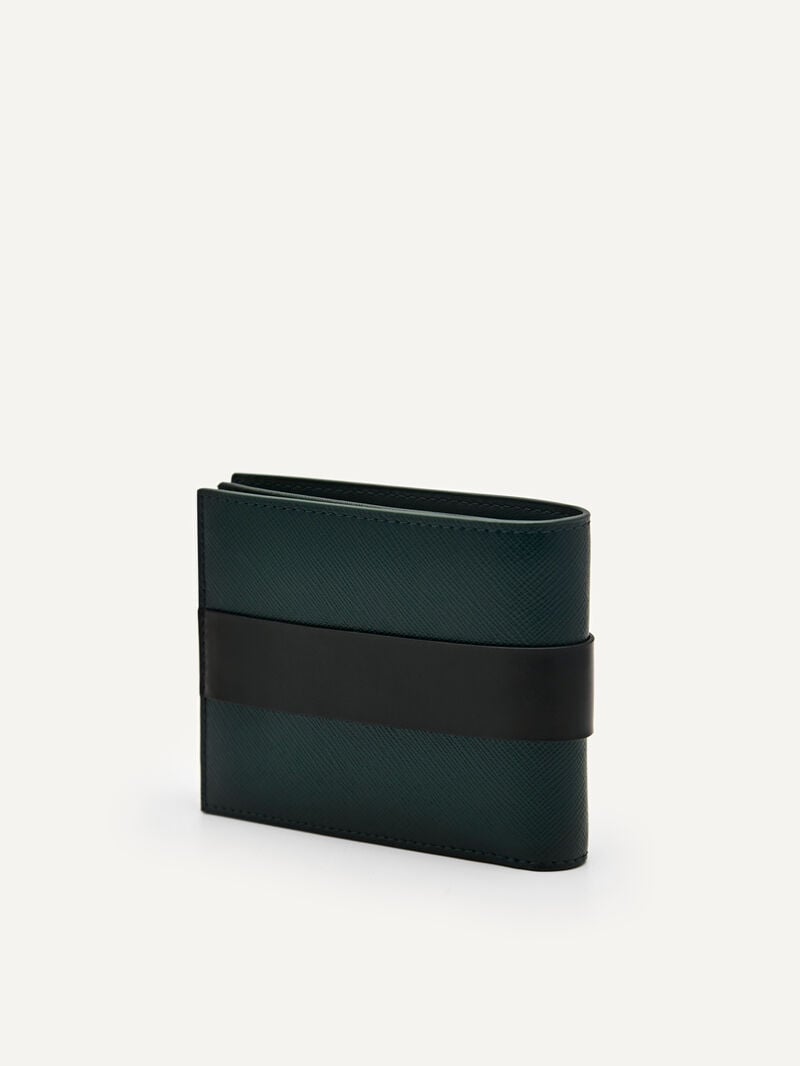Pedro Embossed Leather Bi-Fold Flip Men Wallets Dark Green | Q9Q-2609
