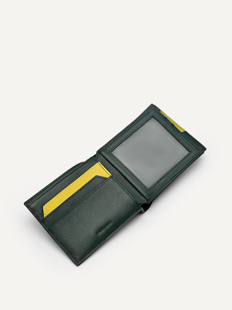 Pedro Embossed Leather Bi-Fold Flip Men Wallets Dark Green | Q9Q-2609