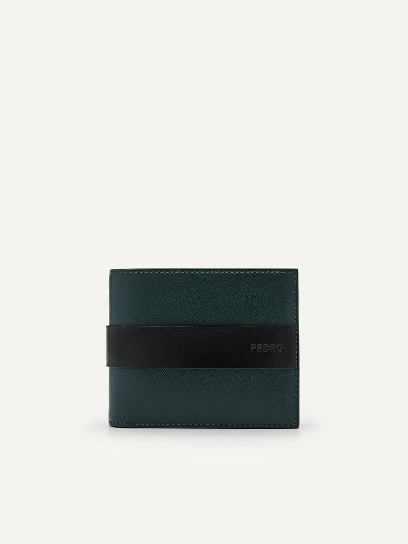 Pedro Embossed Leather Bi-Fold Flip Men Wallets Dark Green | Q9Q-2609