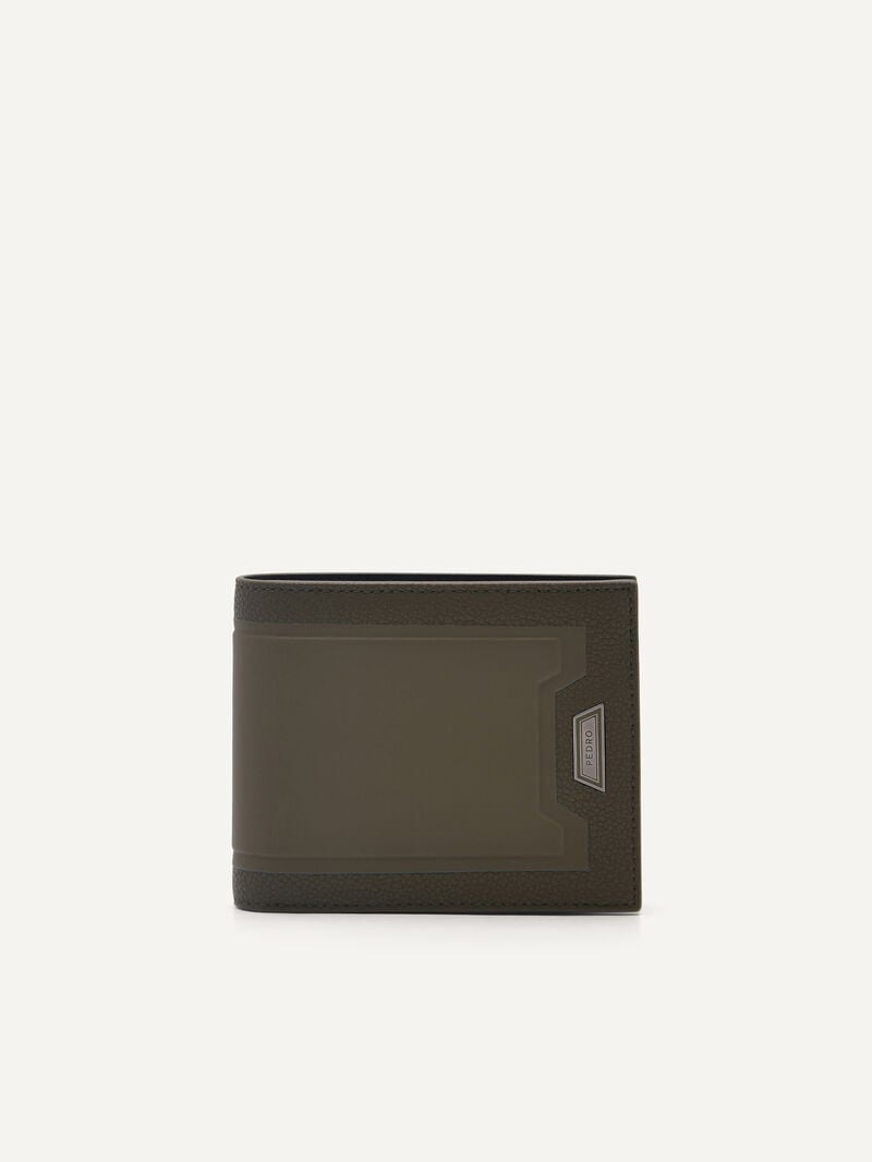 Pedro Embossed Leather Bi-Fold Flip Men Wallets Olive | Q9Q-2607