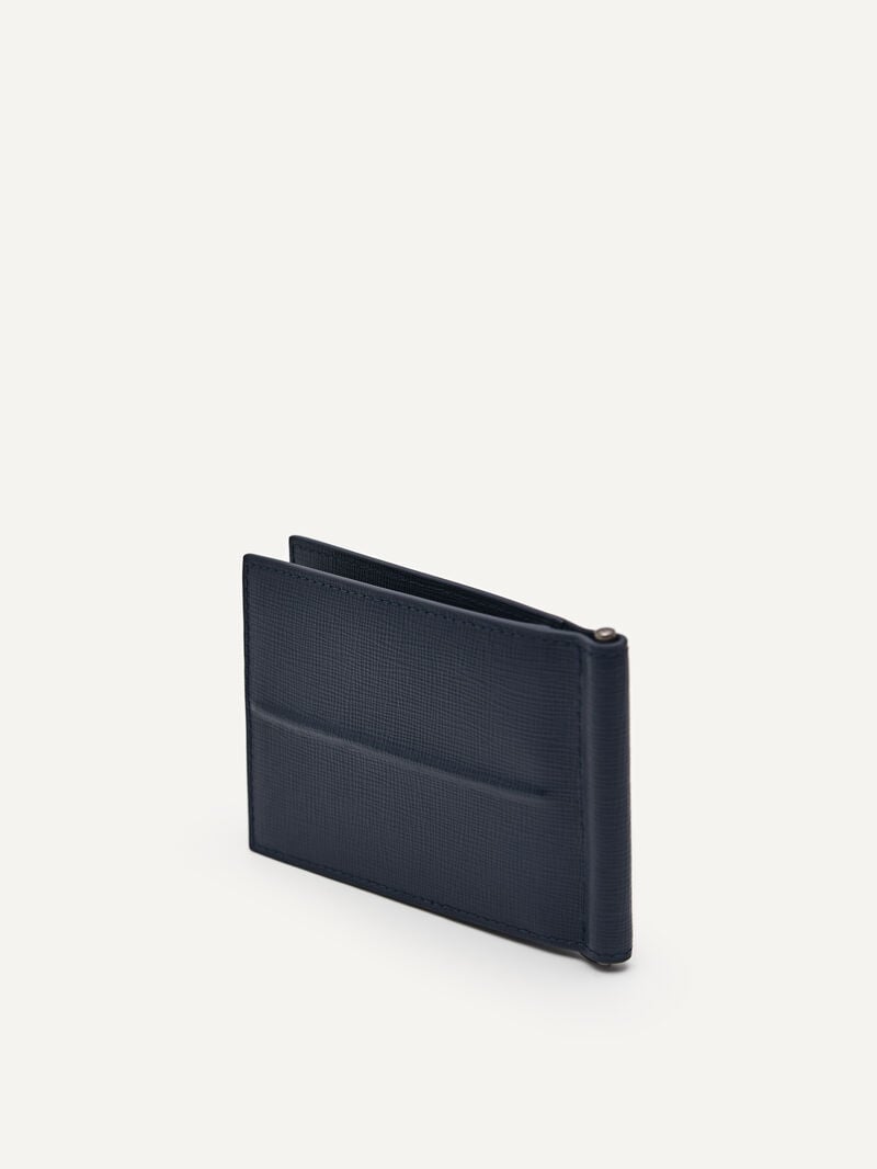Pedro Embossed Leather Bi-Fold Money Clip Men Card Holders Navy | Q9Q-2605