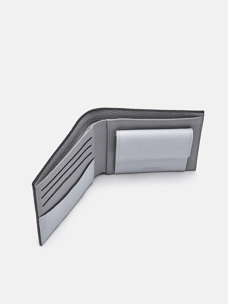 Pedro Embossed Leather Bi-Fold with Coin Pouch Men Wallets Light Grey | Q9Q-2603