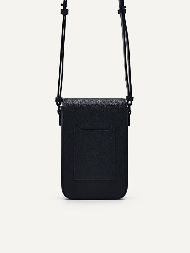 Pedro Embossed Leather Phone Pouch Men Tech Accessories Black | Q9Q-2624